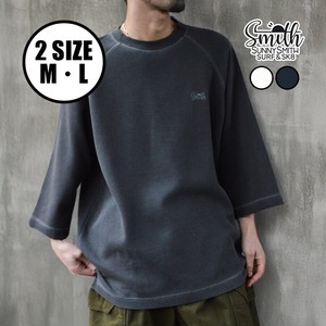 【2025年新作】ピグメントワッフル ラグランロゴ刺繍Tシャツ