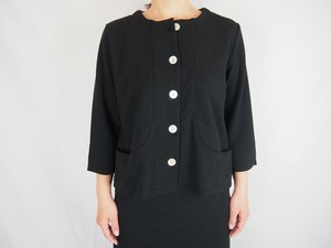 【日本製】「LINEN LIKE ダブルフェイス」カーブライン切替カーディガン2025春夏新作