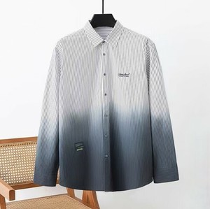 シャツ 長袖 グラデーション ストライプ ゆったり 快適 メンズファッション BQ6951