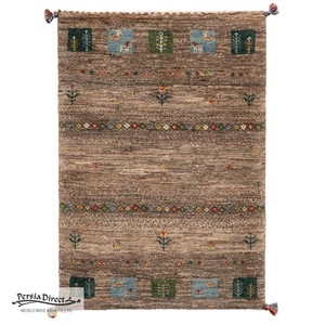 ギャッベ　ペルシャ　イラン　オーガニックウール　絨毯　ラグ　玄関マットL (約60×90cm）G1395　62×90cm