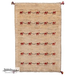 ギャッベ　ペルシャ　イラン　オーガニックウール　絨毯　ラグ　玄関マットL (約60×90cm）G1642　60×90cm