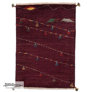 ギャッベ　ペルシャ　イラン　オーガニックウール　絨毯　ラグ　玄関マットL (約60×90cm）G1645　63×87cm
