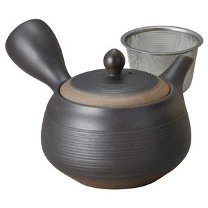 盛正　焼〆黒吹　細千段急須（セラメッシュ＋カゴ網）【日本製 常滑焼 健康にお茶を】