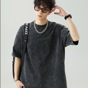 P20650 2025夏季新作 日系 カジュアル トップス Tシャツ  半袖 メンズ 無地 ペアルック