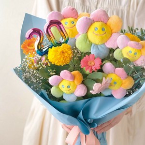 ナンバーピック シルバー&レインボー フラワーピック 誕生日や成人式のお祝いに