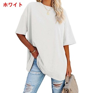 Tシャツ 半袖 ラウンドネック 無地 ゆったり 快適 レディース ファッション ABQ973