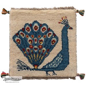 ギャッベ　HAJI作　ペルシャ　イラン　オーガニックウール　絨毯　ラグ　座布団　40×40cm　MSH17098_BE