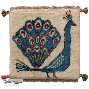 ギャッベ　HAJI作　ペルシャ　イラン　オーガニックウール　絨毯　ラグ　座布団　40×40cm　MSH17100_BE