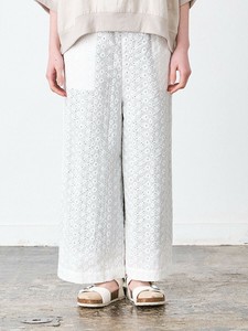 【予約販売】ワイドパンツ　綿オーバーレース　3色M L LL 3L 《大きいサイズ》【5月入荷予定】
