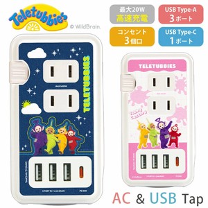 テレタビーズ　USB/USB Type-C ポート付きACタップ