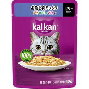 ［マースジャパン］カルカン パウチ お魚・お肉ミックス まぐろ・ほたてだし・ささみ入り 60g
