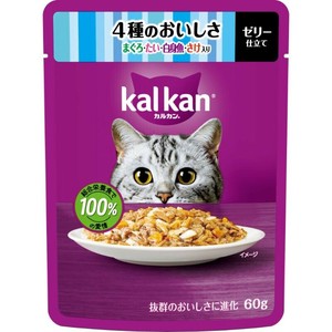 ［マースジャパン］カルカン パウチ 4種のおいしさ まぐろ・たい・白身魚・さけ入り 60g