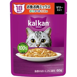 ［マースジャパン］カルカン パウチ 18歳から お魚・お肉ミックス まぐろ・かつお・ささみ入り 60g