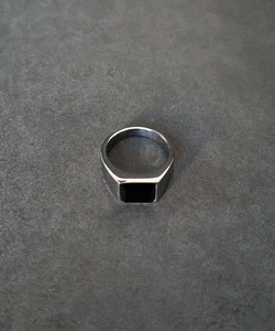 【サージカル ステンレス 316L】オニキス シグネットリング 金属アレルギー対応　韓国製