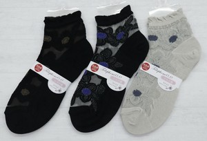 25SS　新作【奈良産】テグスソックスショート丈　ワイドヒール　シルク混　クレマチス