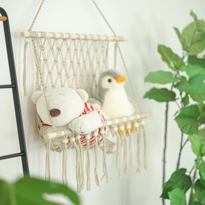 ルームモック ぬいぐるみウォールポケット ベージュ 吊り下げ収納 フック ぬいぐるみ ハンモック
