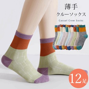 Crew Socks Ladies fashion Socks Thin 23cm ~ 25cm 12-pairs