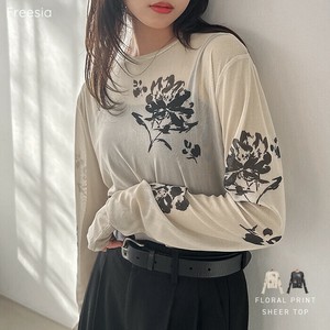 T-shirt Flower Printed Sheer