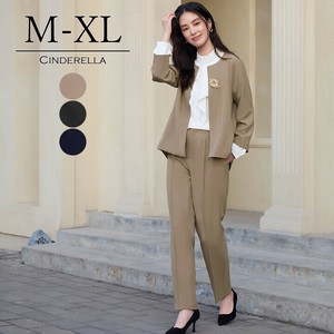【M-XL】ノーカラージャケットでリボンブラウスやブローチとの相性抜群。