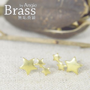 【Angie】 無垢真鍮  スリースターポイント ゴールド ピアス