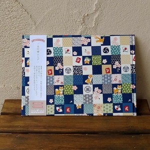 【見開きサイズ】書置き御朱印専用 御朱印ホルダー/市松柴犬(紺)