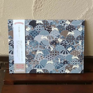【見開きサイズ】書き置き御朱印専用 御朱印ホルダー/手毬うさぎ(くすみブルー)