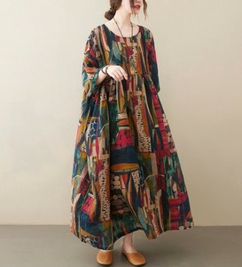 Casual Dress Ladies fashion Round Neck Floral Pattern Summer Short Sleeve