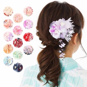 【人気】 花びら下がりの和柄2輪コサージュ 和装 髪留め 簡単 ヘアアクセサリー
