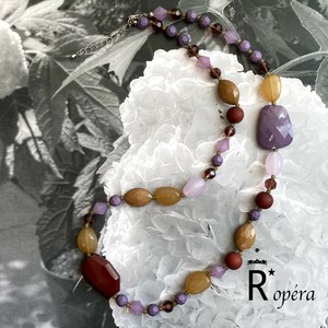 モーブCOLOR ビックパーツ ロングネックレス　ハンドメイド　日本製