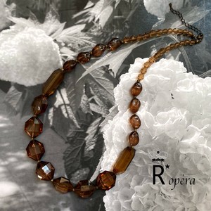 スモークトパーズCOLOR ビックパーツ ロングネックレス　ハンドメイド　日本製
