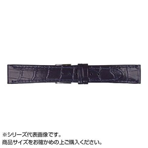 MIMOSA(ミモザ) 時計バンド P型押ワニ 22mm ネイビー (美錠:銀) CP-N22