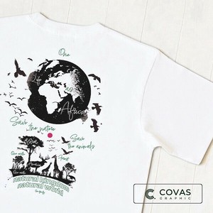 ユニセックス・プリントTシャツ　"キングダム"　ホワイト　半袖 Tシャツ