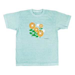 【濱文様】　ピグメント染めTシャツL　向日葵とパンダ　ブルー　　　【2025夏新作】