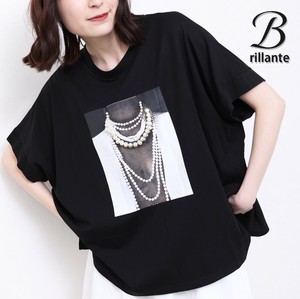 【4/16再入荷】ネックレスパール付きプリントTシャツ  トップス2025ss春夏　BRILLANTE東京（195959）