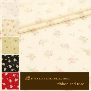 有輪商店 YUWA  シャーティング ”ribbon and rose” [A:Natural] / 全5色 / 生地 布 / 824930