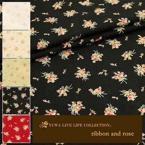有輪商店 YUWA  シャーティング ”ribbon and rose” [D:Black] / 全5色 / 生地 布 / 824930