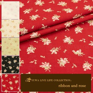 有輪商店 YUWA  シャーティング ”ribbon and rose” [E:Red] / 全5色 / 生地 布 / 824930