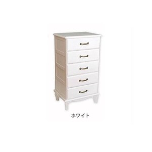 アンティーク風チェスト5段 完成品　ホワイト・TNB-405W