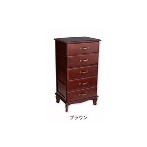 アンティーク風チェスト5段 完成品　ブラウン・TNB-405BR