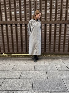 【2025　SS】日本製 綿麻バイカラースタンドネックワンピース　No825157