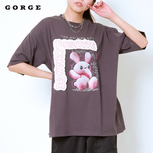 【SALE】ツイル貼り付けラビットTシャツ くすみパステル