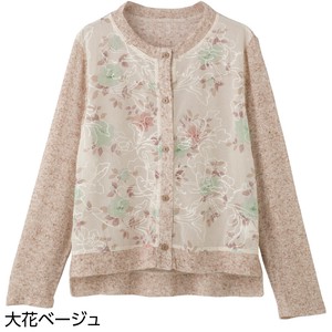 オーガンジー花柄切替カーディ(婦人)