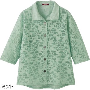 7分袖斜め釦ホールシャツカーディガン(婦人)