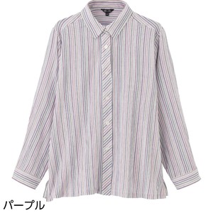 ストライプ柄楊柳シャツブラウス(婦人)