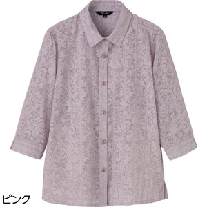 7分袖斜めボタンホールブラウス(婦人)