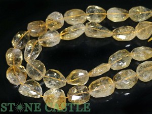 【カットビーズ】天然シトリンクォーツ タンブルカット 約20x15〜30x23mm 【天然石 パワーストーン】