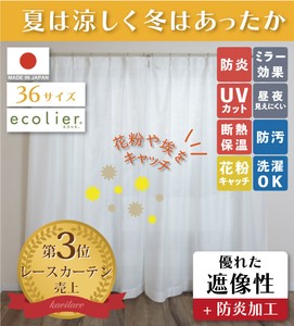 Lace Curtain 100cm 2-pcs pack Made in Japan