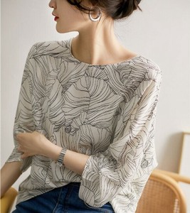 Button Shirt/Blouse Half Sleeve Ladies fashion Floral Pattern