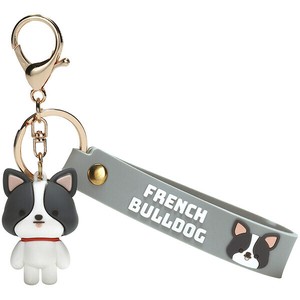Key Ring French bulldog Rubber Mascot Skater