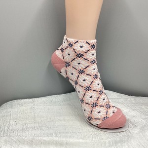 靴下　アンクルソックス　レディース　花柄　フラワー　ピンク